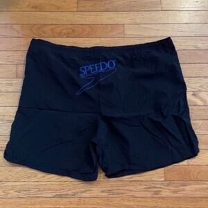 Mens Size XXL Vintage Speedo Swim Trunks 2x Black with blue letters  100% nylon